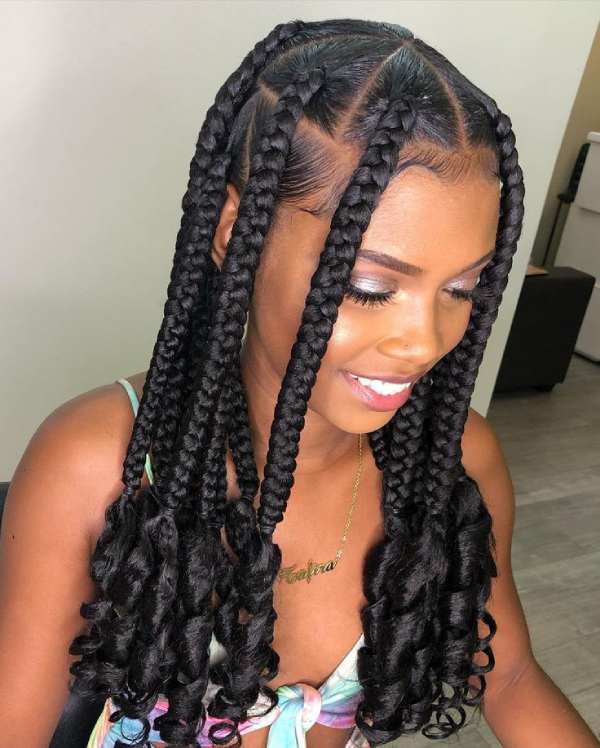 braids with curls at the end