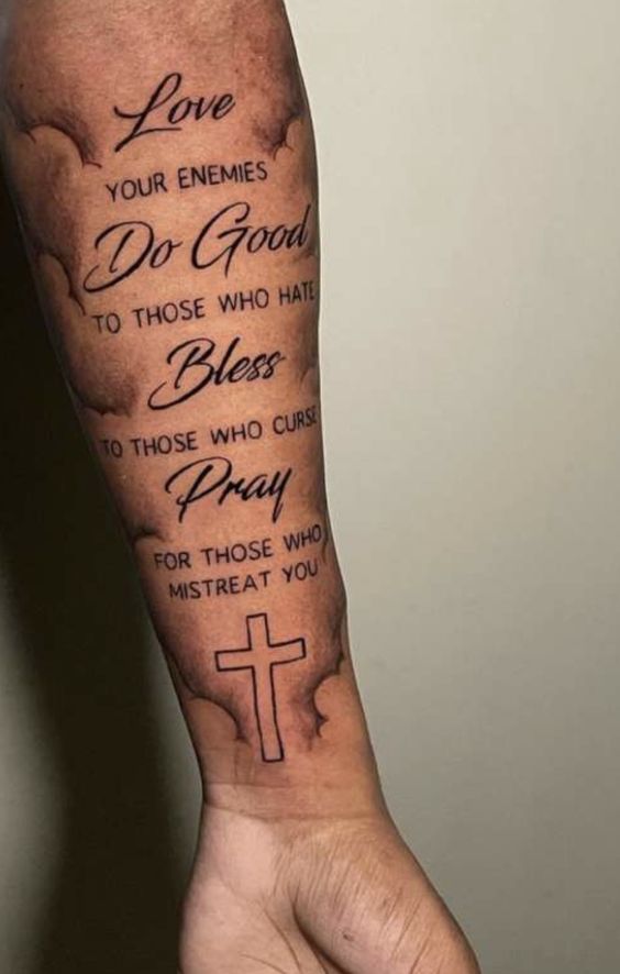 Forearm Half Sleeve Bible Verse Tattoos