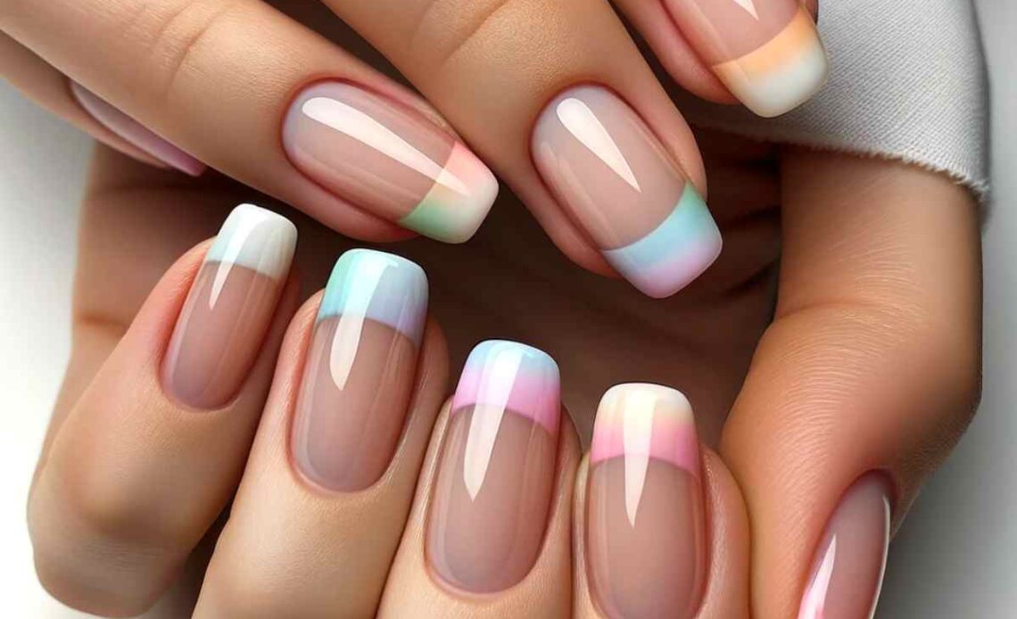 Short French Tip Nails With Design