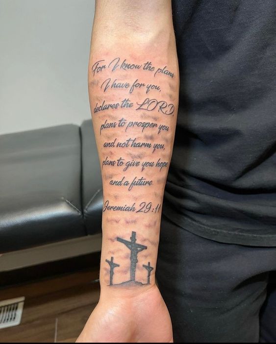 Forearm Half Sleeve Bible Verse Tattoos