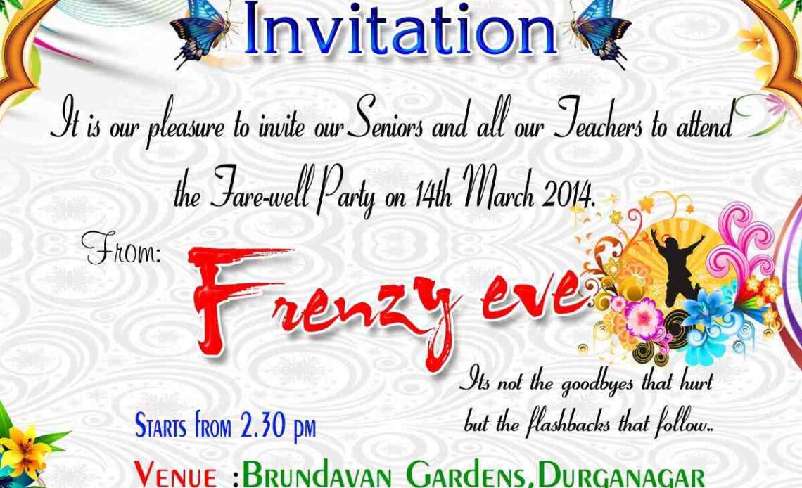 Farewell Invitation Card for Seniors by Juniors