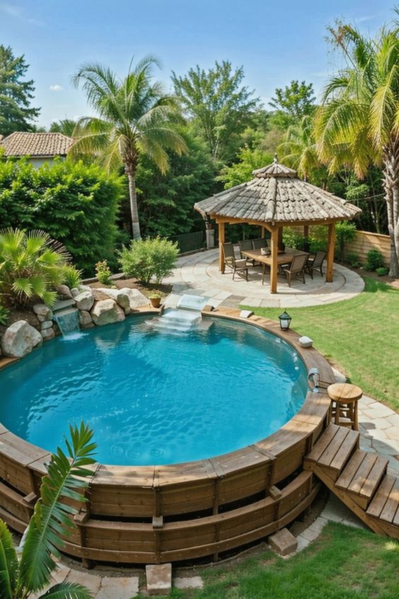 Border Landscaping Around Above Ground Pool