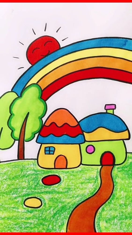 Easy Drawing For Kids With Colour