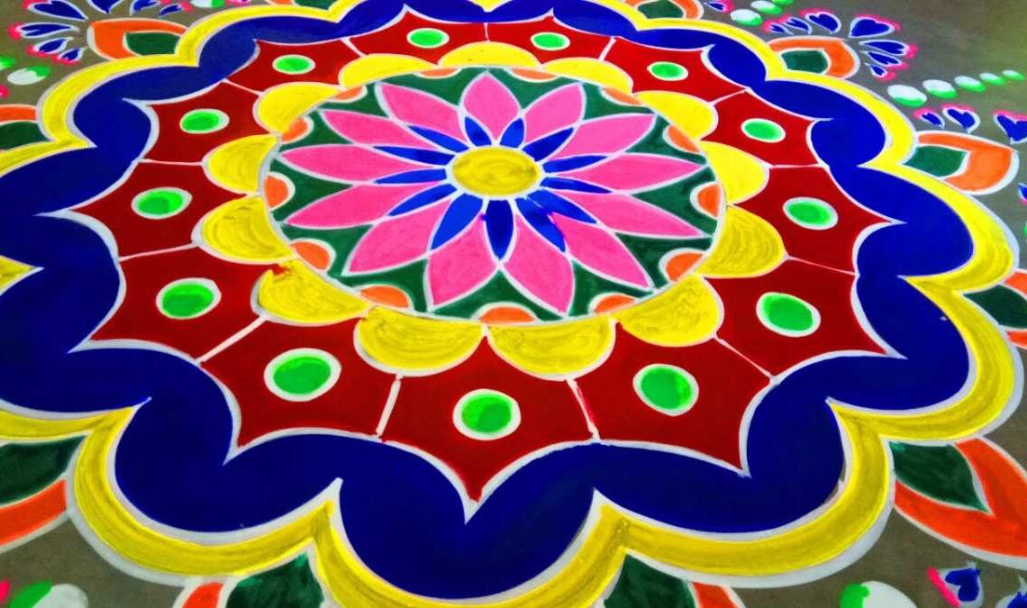 Modern Rangoli Kolam Designs With Colours